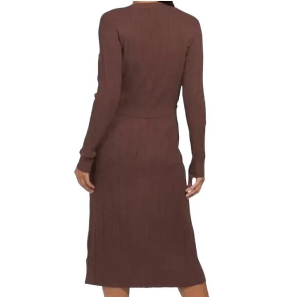 House of Harlow 1960 Duster Length Tie Front Ribbed Cardigan Tan - Picture 5 of 10